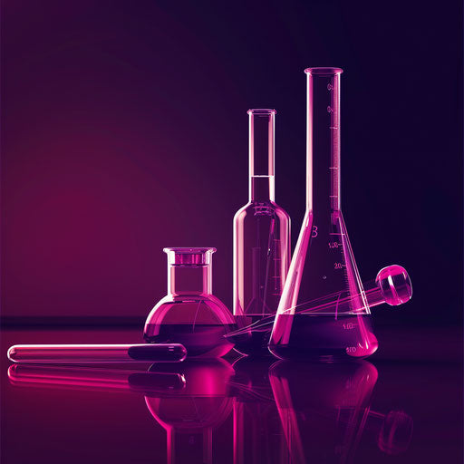 Realistic lab illustration on vivid burgundy backdrop