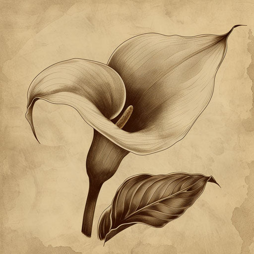 Vintage sketch of a calla lily with sepia tones