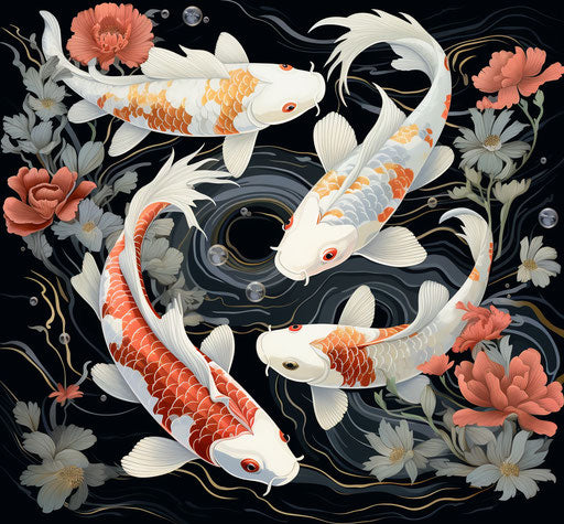 Koi fish in the pond, coloring page
