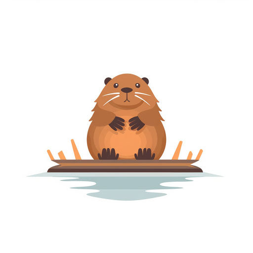 Minimalist beaver clipart on white background