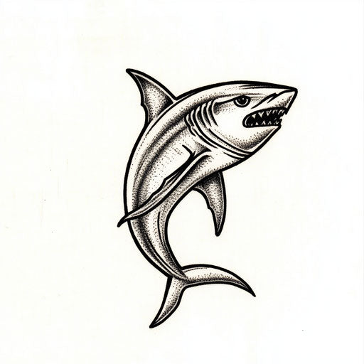 Minimalist shark tattoo sketch in beautiful clipart style
