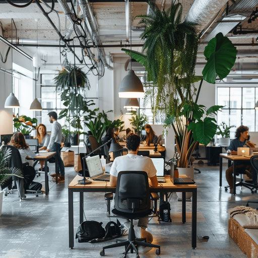 Modern open-plan office with collaborative employees