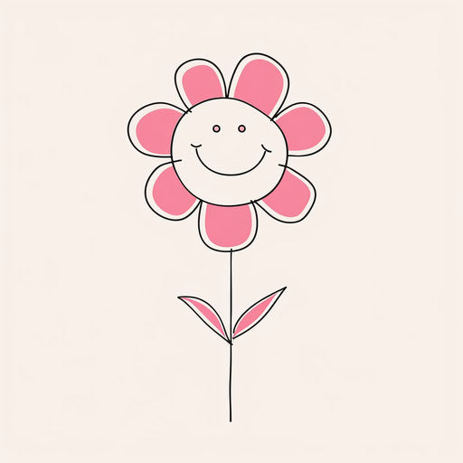 Smiling pink flower on white