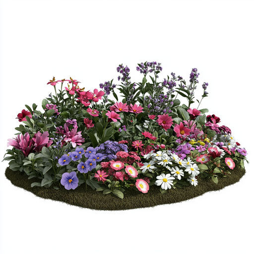 Realistic clipart of a flower bed
