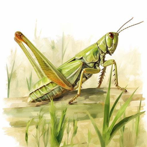 Grasshopper clipart in the style of Oil painting, on a white background