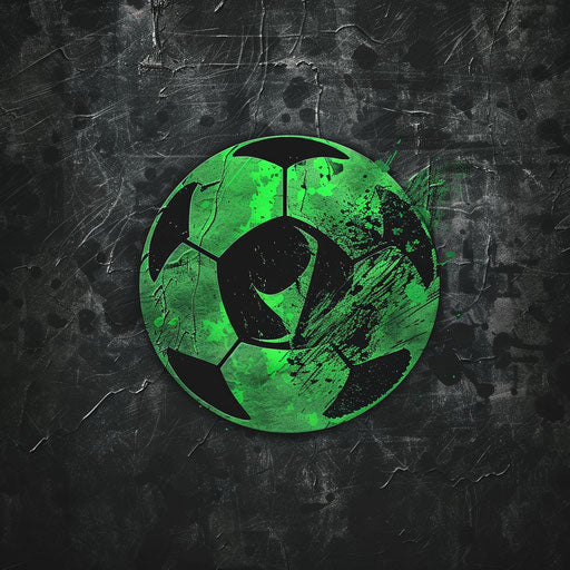 Football logo design in green and black with textured background