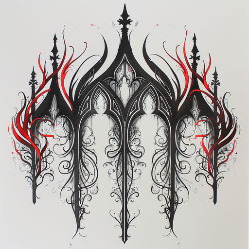 Gothic fire tattoo design, dark and brooding