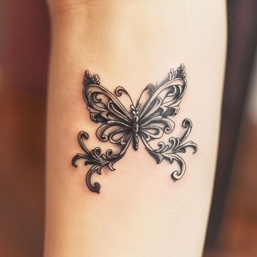 Classic 3D butterfly in Victorian style on pure white