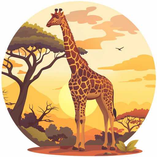 Safari clipart in photo realistic style with a flat random background, vibrant tones and enhanced clarity
