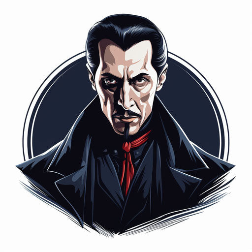 Dracula clipart in the style of Chiaroscuro Art, on a white background