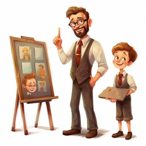 Teacher clipart images in Oil painting style