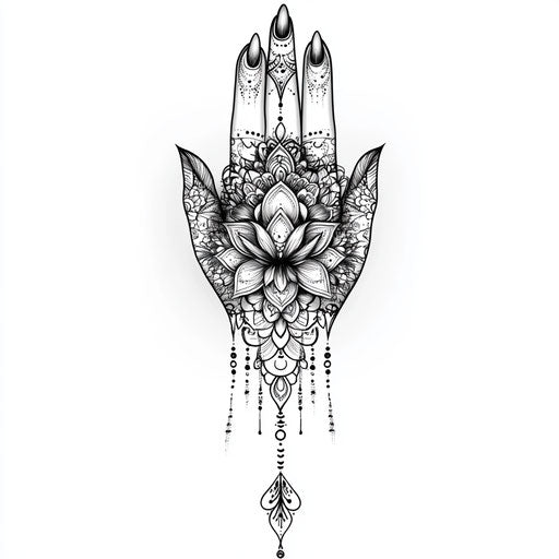 Flat tattoo sketch with lace on white background