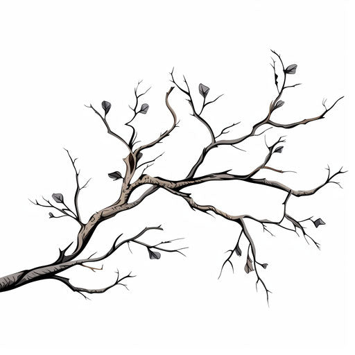 Branch clipart in the style of Chiaroscuro Art, on a white background