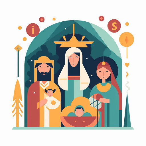 Nativity clipart in Minimalist style, on white background