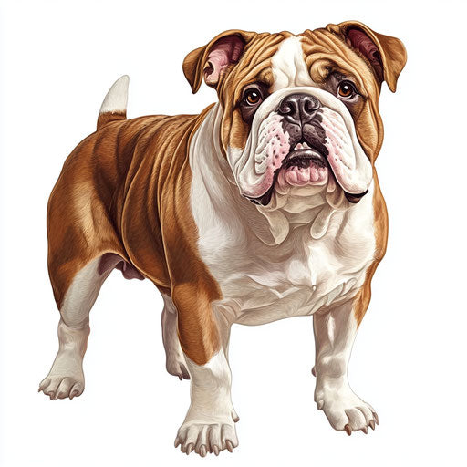 3D bulldog in photorealistic style on flat white background