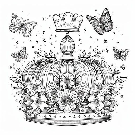 Whimsical crown with butterflies and flowers, perfect for children