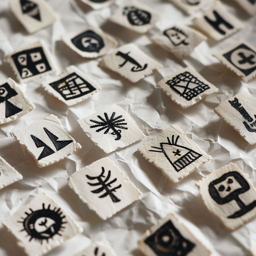 Small African folklore-inspired tattoo designs on white sheet