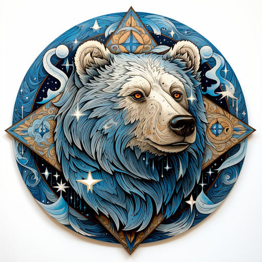 Bear tattoo with stars and moonlight