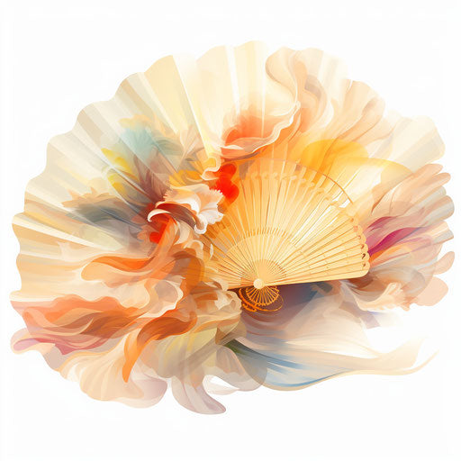 Fan clipart in the style of Impressionistic Art, on a white background