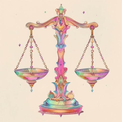 Flat Libra Zodiac Tattoo Sketch with Balanced Scales