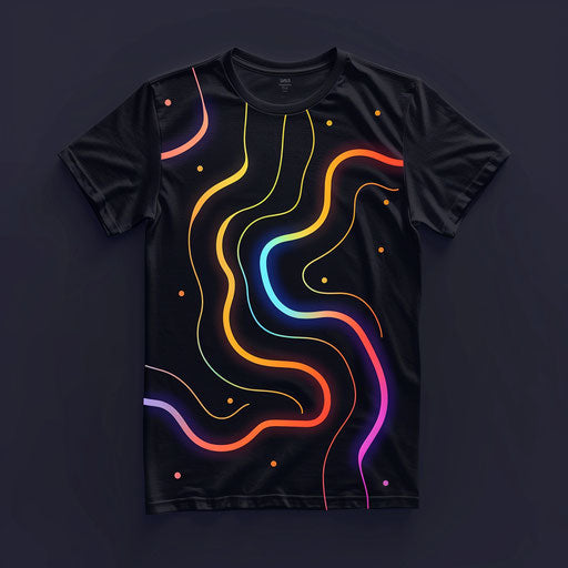 Retro t shirt logo design with neon colors and dark background