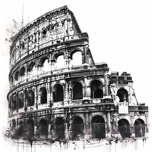 Vintage-style tattoo design with the Colosseum in Rome