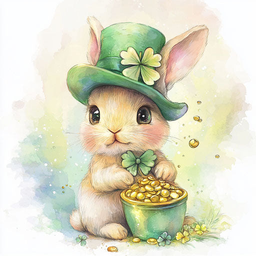 St. Patrick's Day baby bunny with a green hat