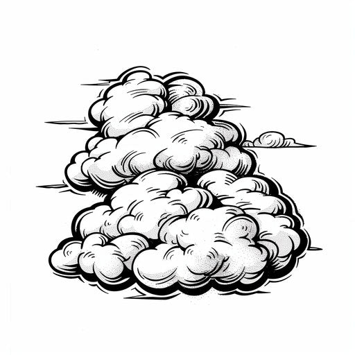 Vintage clouds with old-school tattoo aesthetics