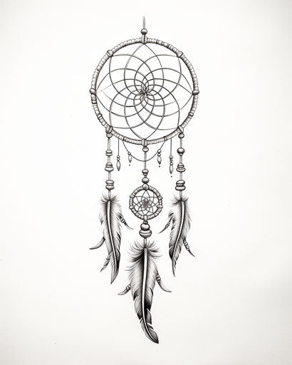 Indian dream catcher, tribal drawing, clear and precise bird art