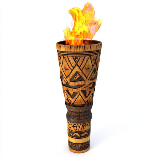 3D Tiki Torch on flat white background, isolated clipart