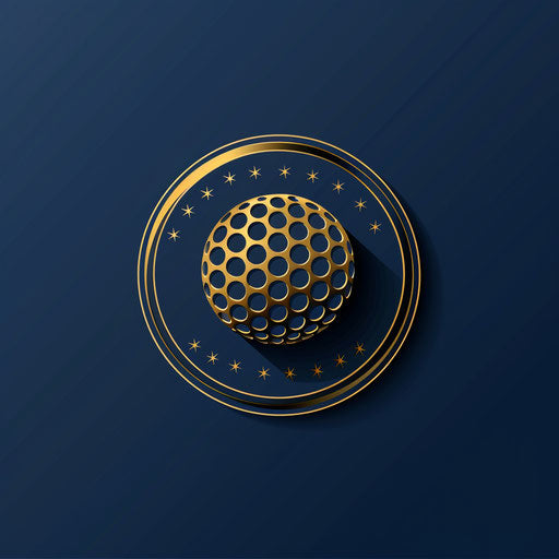 Luxury golf logo with gold detailing on navy blue background