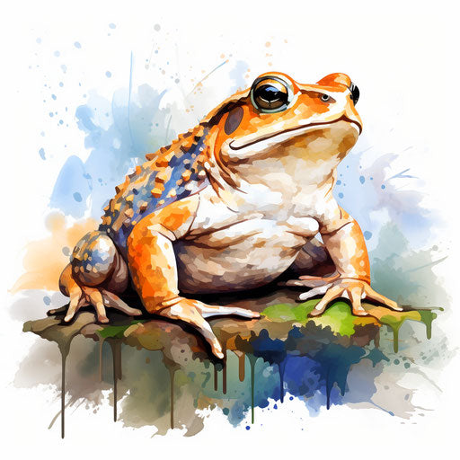 Toad clipart in the style of Impressionistic Art, on white background