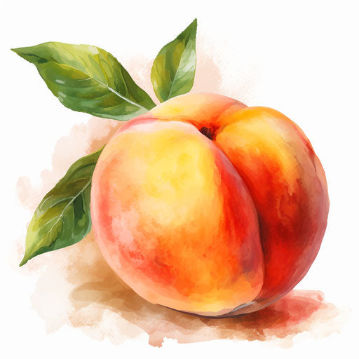 Peach clipart in the style of Oil painting, on a white background