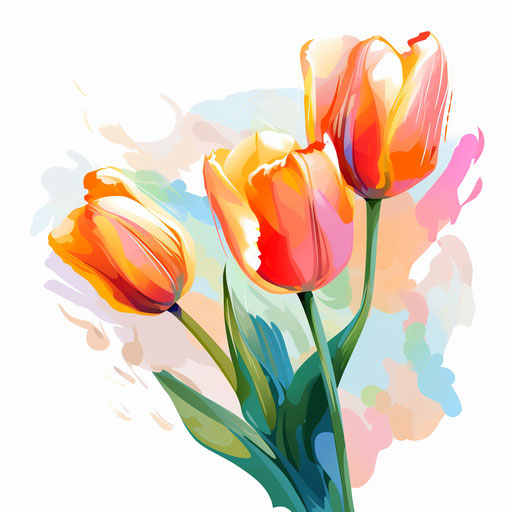 Tulip clipart in the style of Impressionistic Art