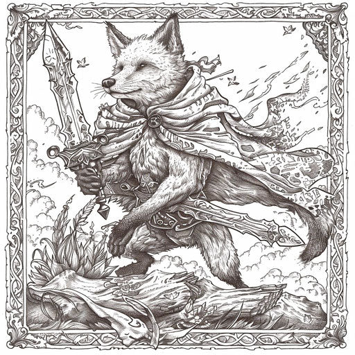 Epic fox in a fantasy battle scene