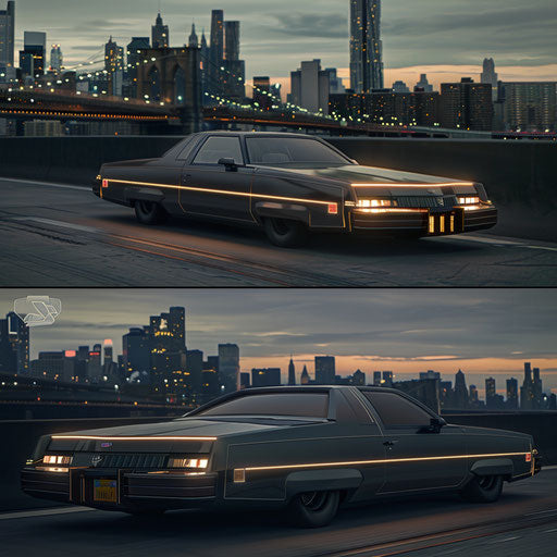 Classic car turned high-end electric vehicle in smart city