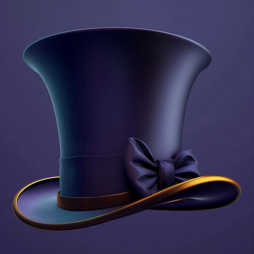 Realistic top hat clipart on flat indigo background