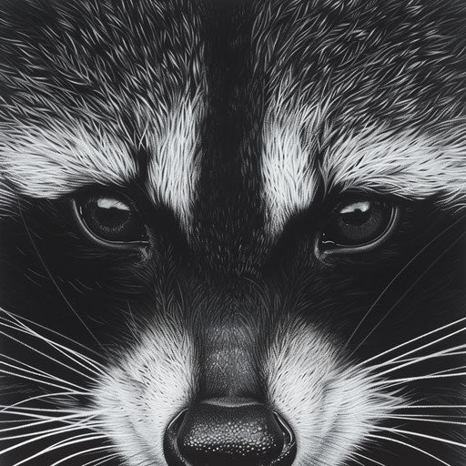 Expressive gaze of a raccoon, in the style of Vincent Munier