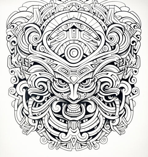 Stylised design with tribal patterns on white background