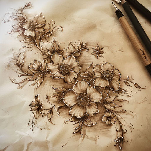 Vintage sketch for cross stitch tattoo