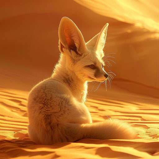 Fennec fox in a majestic sand dune landscape