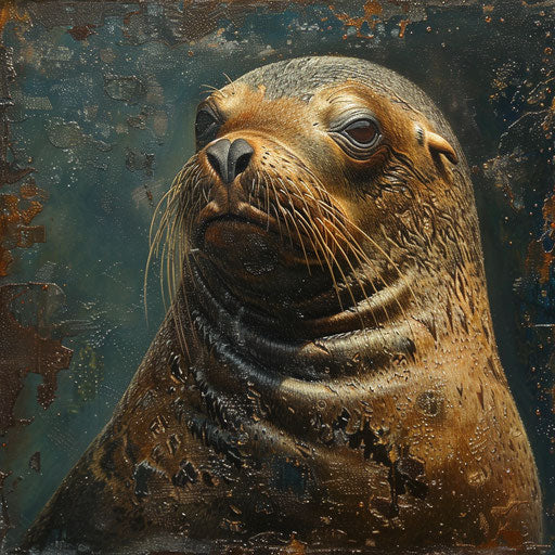Sea lions with detailed textures and natural light