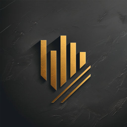 Modern real estate logo with sleek lines and a metallic background