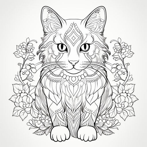 Cat with pattern coloring beautiful, aesthetic movement style