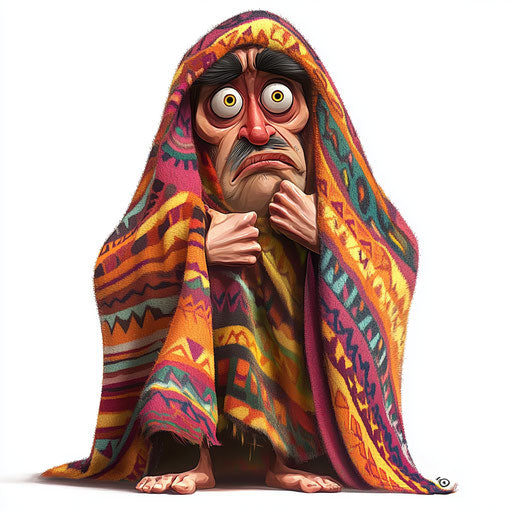 Humorous caricature of a blanket clipart with human characteristics