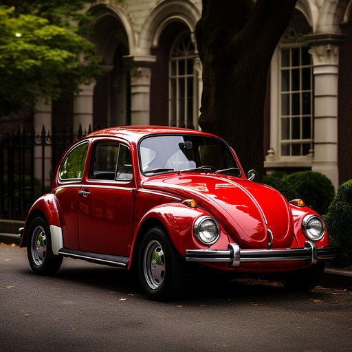 Bright cherry red classic car