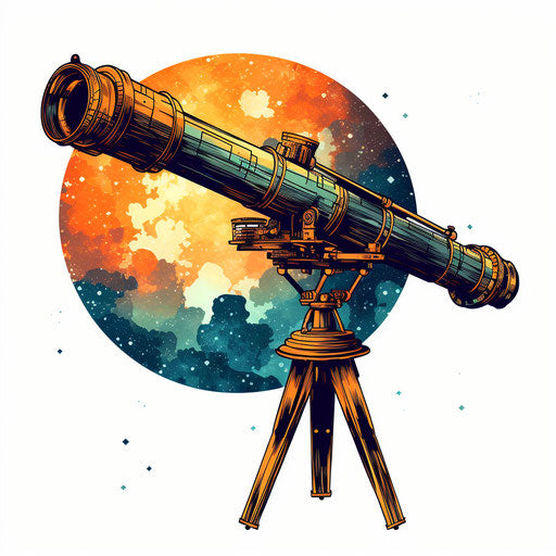Telescope clipart in the style of Oil painting, on white background