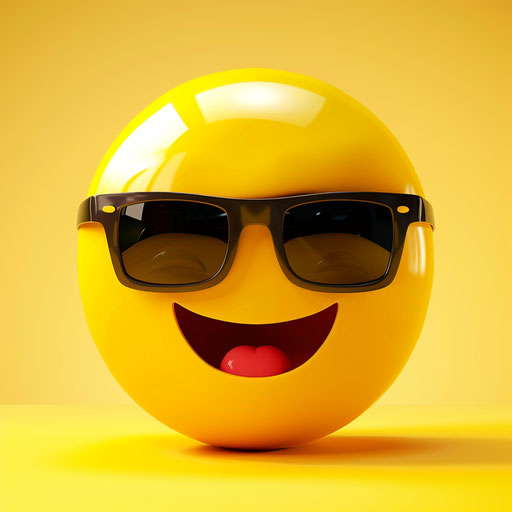 Smiling face with sunglasses on yellow background