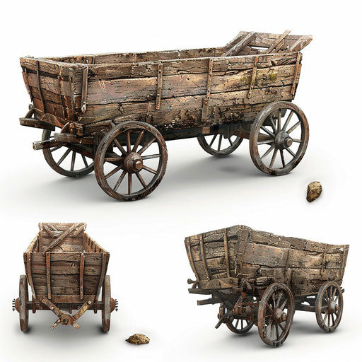 Realistic wagon clipart on flat white background