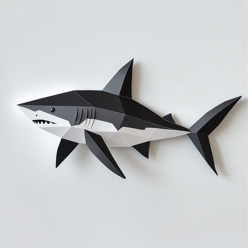 3D shark with flat white background, isolated clipart